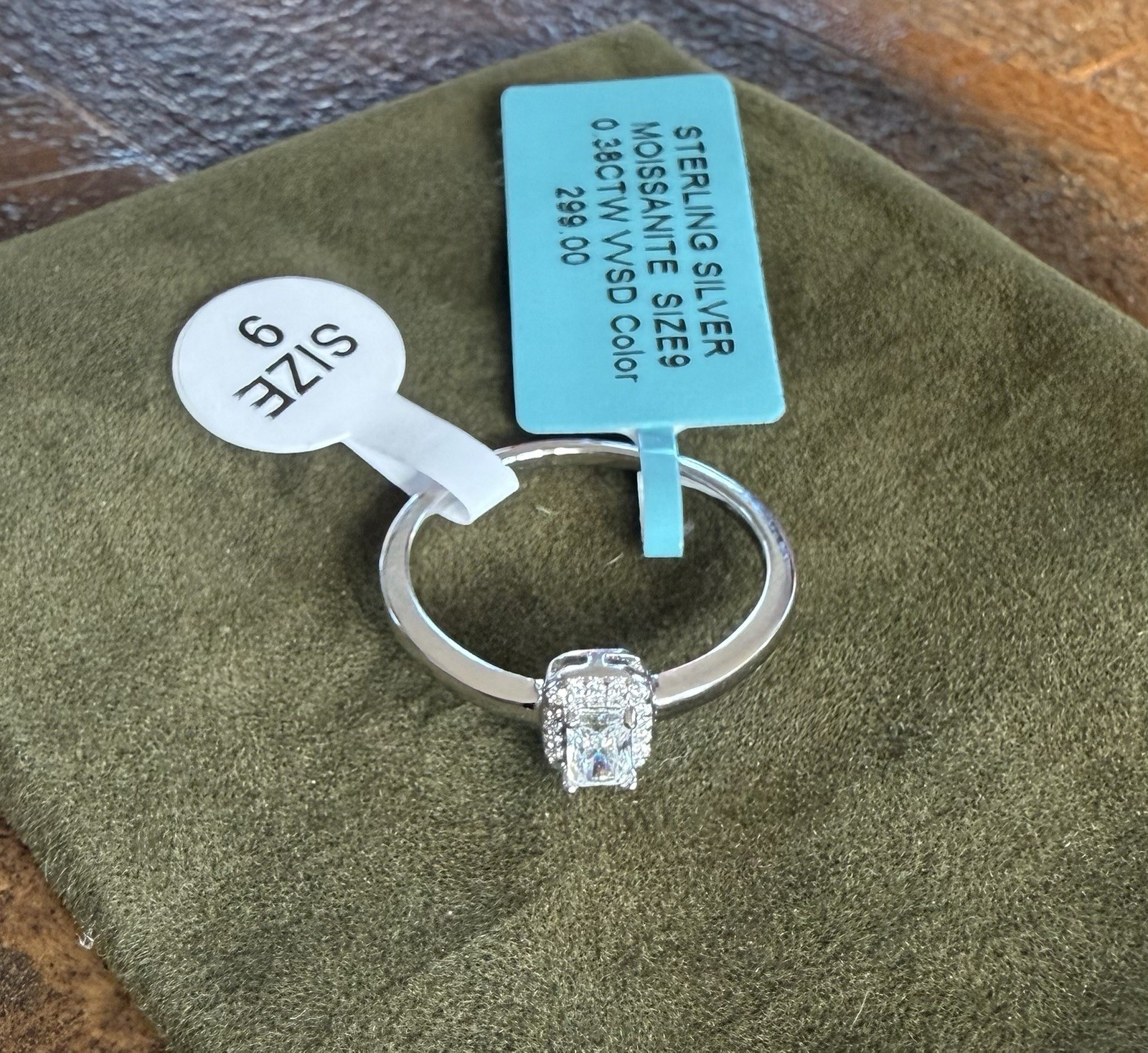 Engagement Wedding SIZE 9 Moissanite Ring 925 Sterling Silver $299.99 Retail