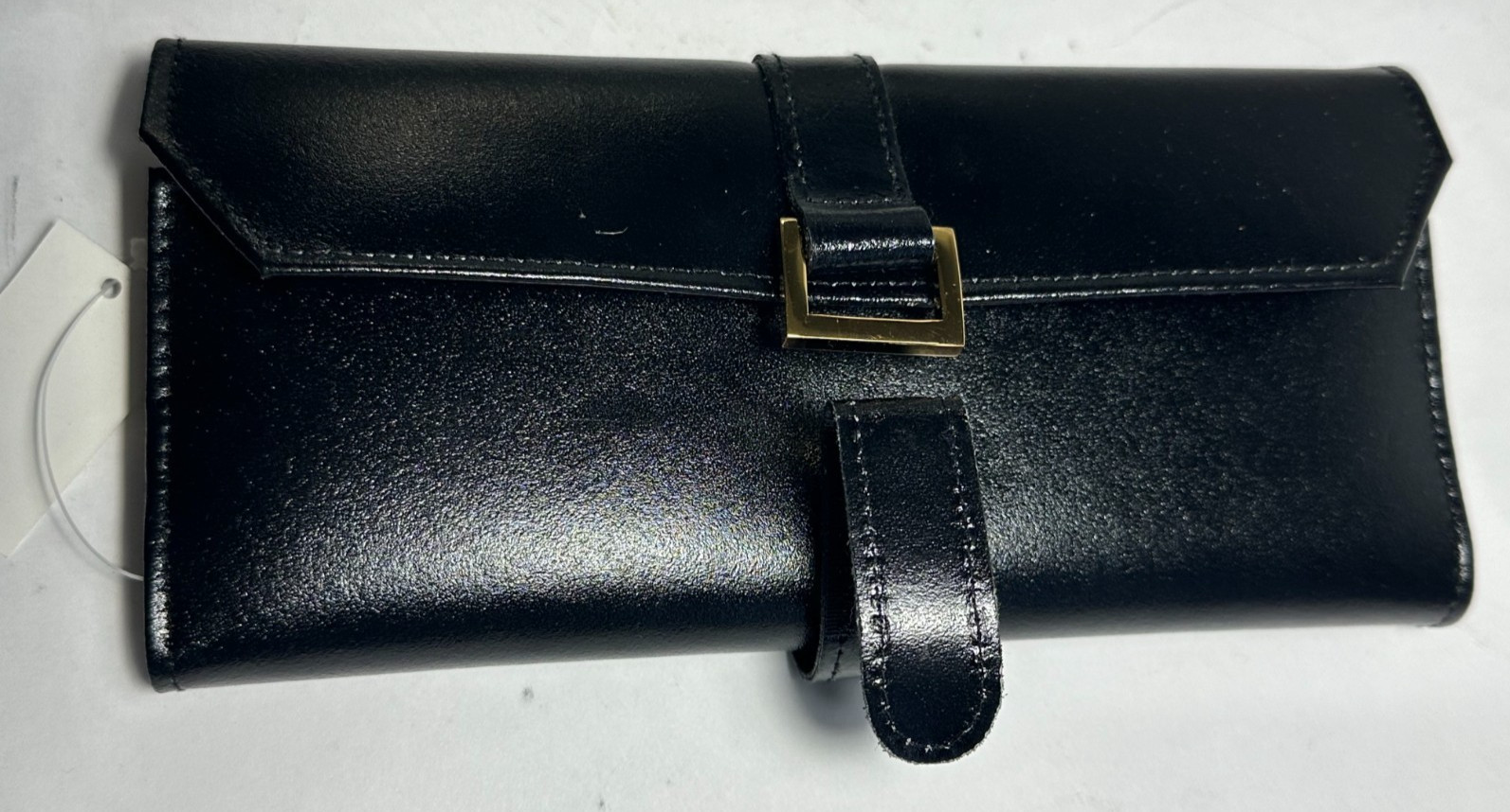 NOS Wolf Designs Genuine Leather Jewelry Roll Style 334702 Box Tag Black Buckle