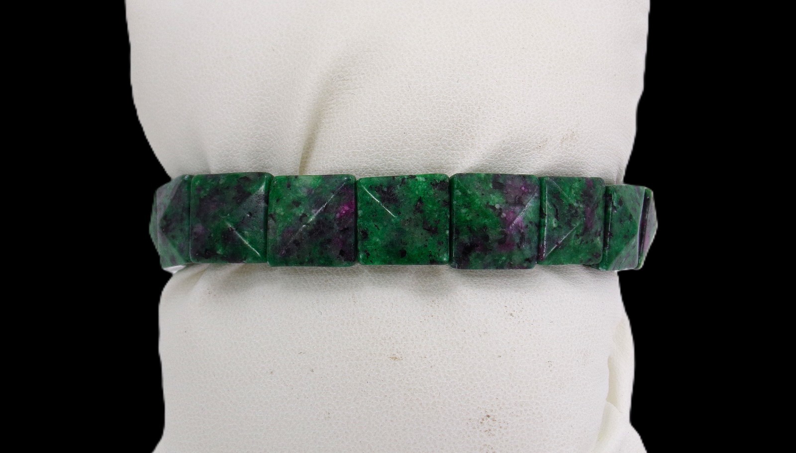 Ruby zoisite stone stretch bracelet purple green color gemstone 7.5″ New