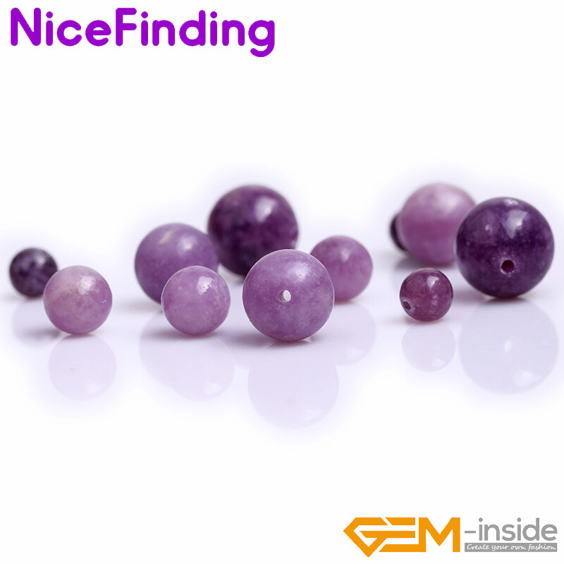 Natural Purple Tourmaline Lepidolite Gemstone Round Beads For Jewelry Making 15″