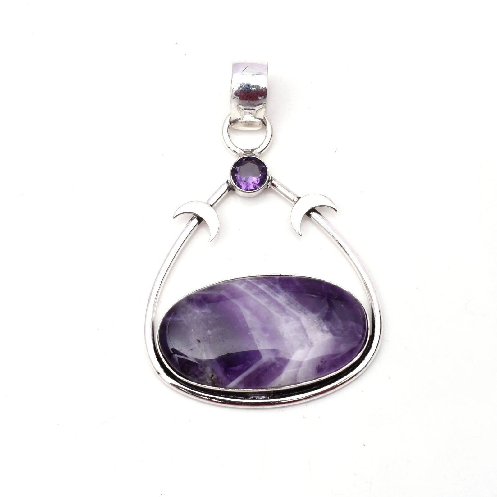 Amethyst Lace Gemstone 925 Sterling Silver Handmade Jewelry Pendant 2.05″