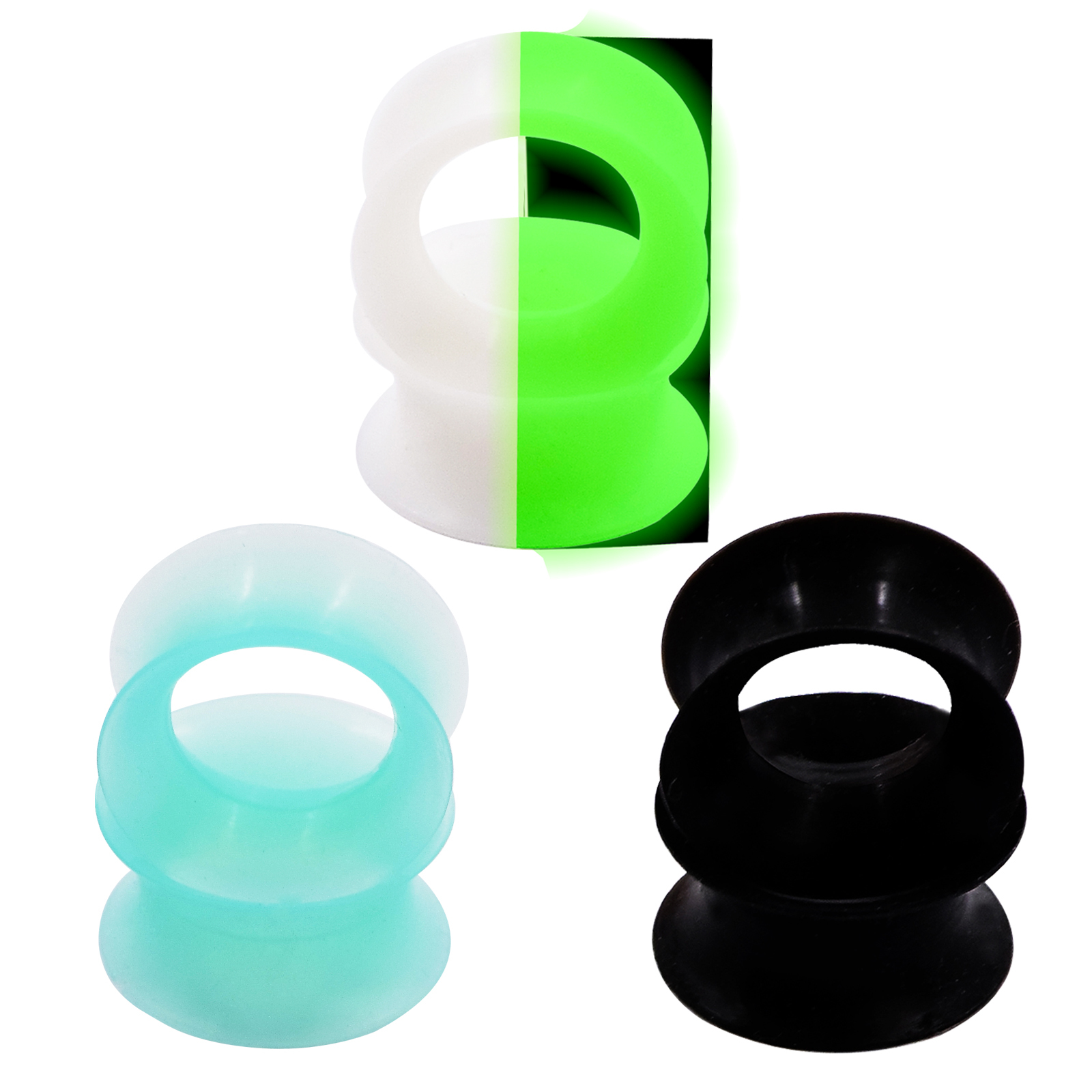 3 Pairs Thin Silicone Ear Skin Flexible Flesh Tunnels Plugs Ear Gauges Earlets