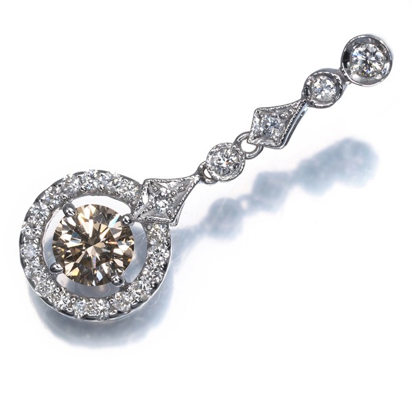 Brown &Clear Diamond 0.821ct/0.43ct Pendant 18K 750 White Gold