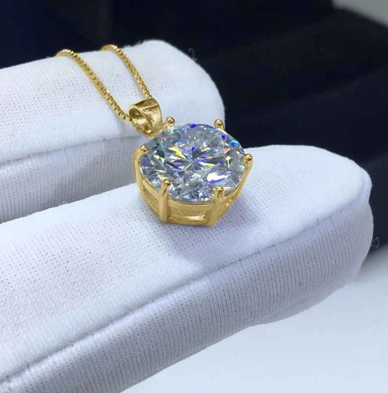 Multi-size Moissanite Simple Solitaire Pendant Necklaces for Women Neck Chains