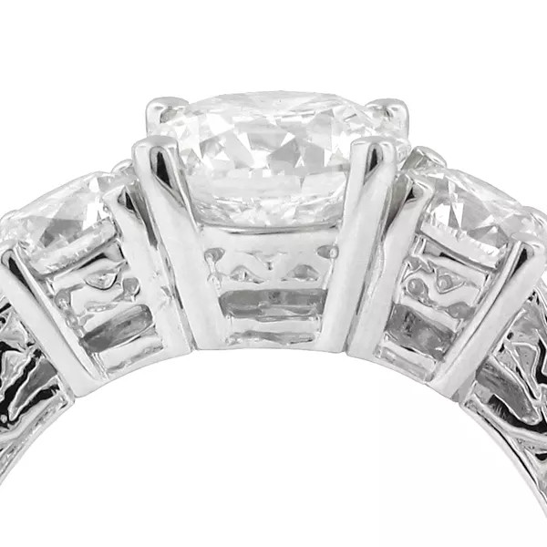 Three Stone Engagement Ring 18K Gold Vintage 1.26 CT Round Natural Diamond F SI1