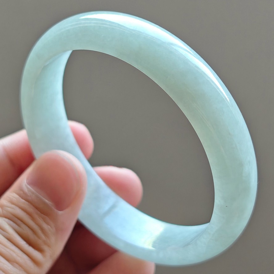 61mm Natural White Jadeite Jade Bracelets Burma Jade Bracelet Bangle 3424
