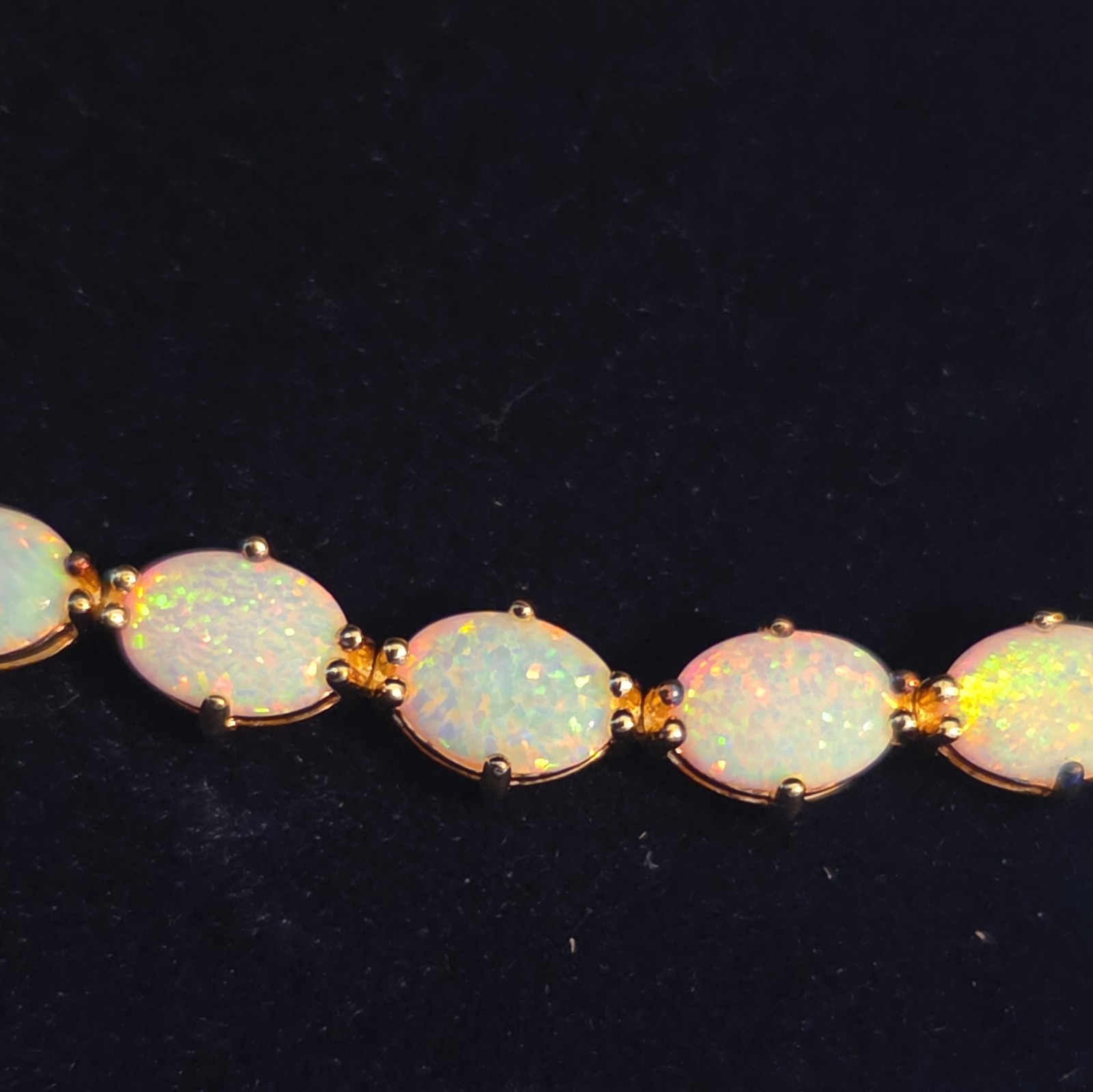 Opal Fire Allure 10 carat Opal Tennis Bracelet Sz 7.5. Sterling & 14k plate