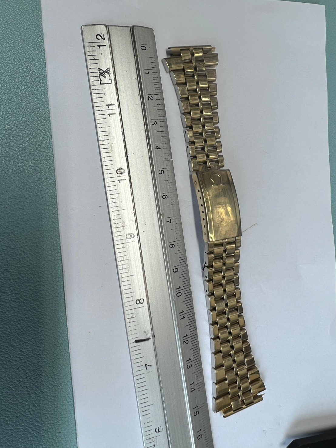 63 . omega 1163 endlink 20 mm 702 gold plated bracelet 15.5 cm