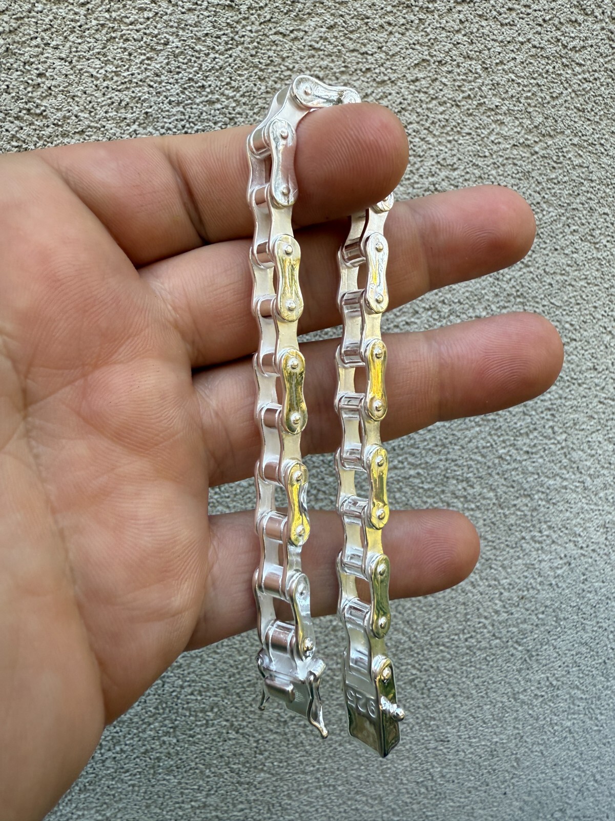 Bicycle Link Bracelet Real 925 Silver Handmade 9mm Bike Motorcycle Custom Chain