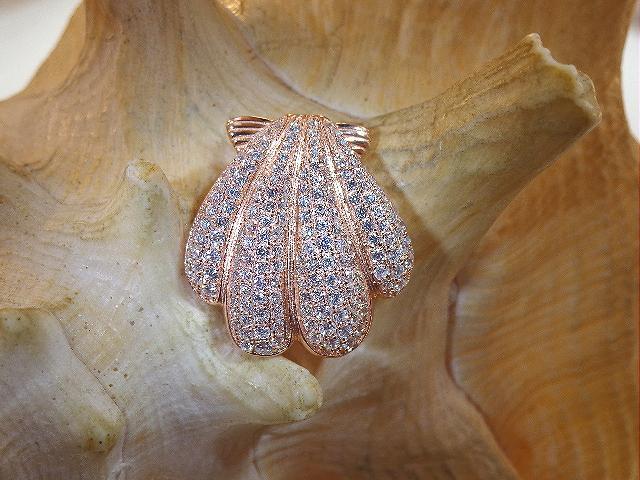 21.5MM ROSE GOLD PLATED 925 SILVER HAWAIIAN SCALLOP SHELL CZ SLIDE PENDANT #3