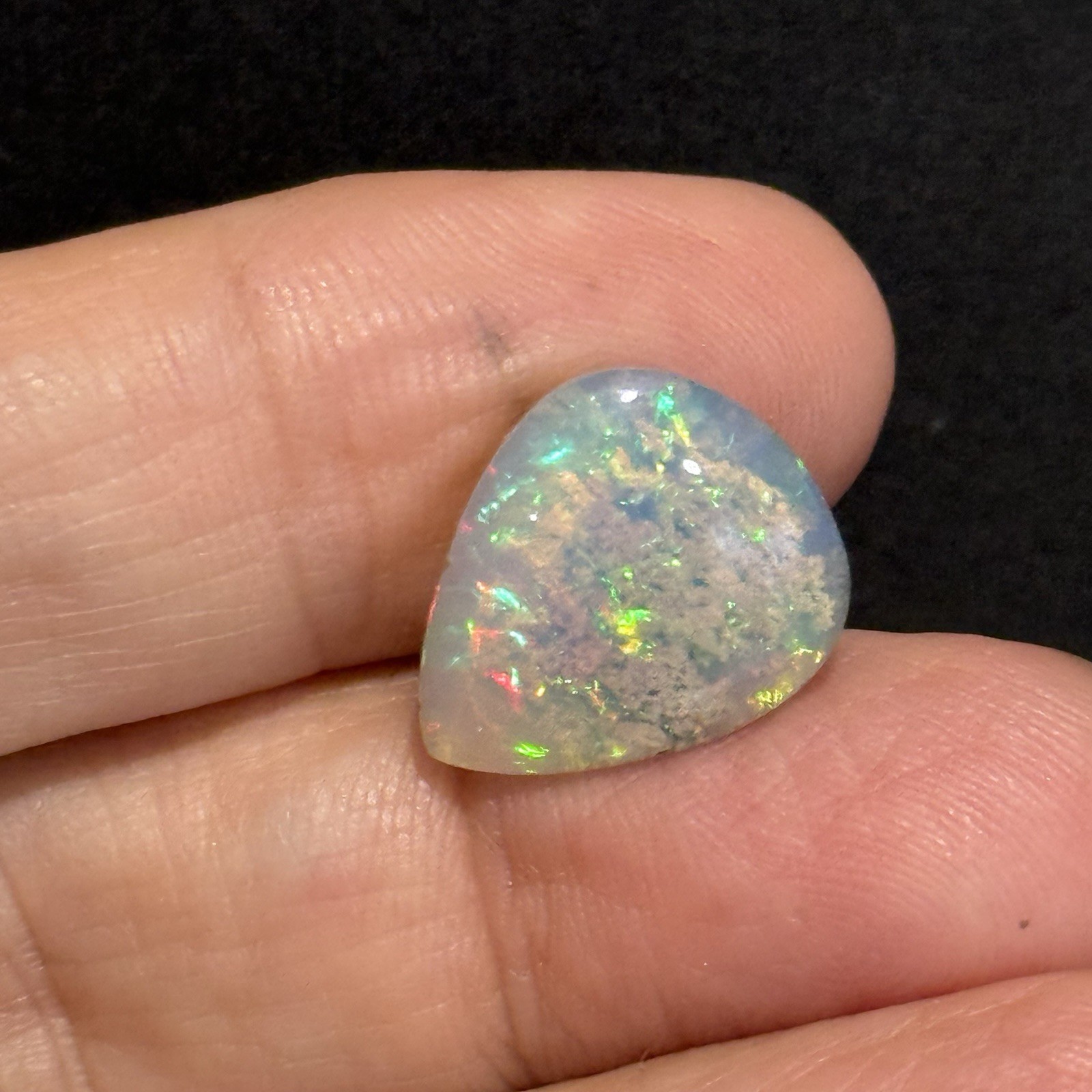 6.85ct 15.2×13.3×6.7mm Fine Galaxy Ethiopian Welo Opal Pear Shaped Cabochon Gem