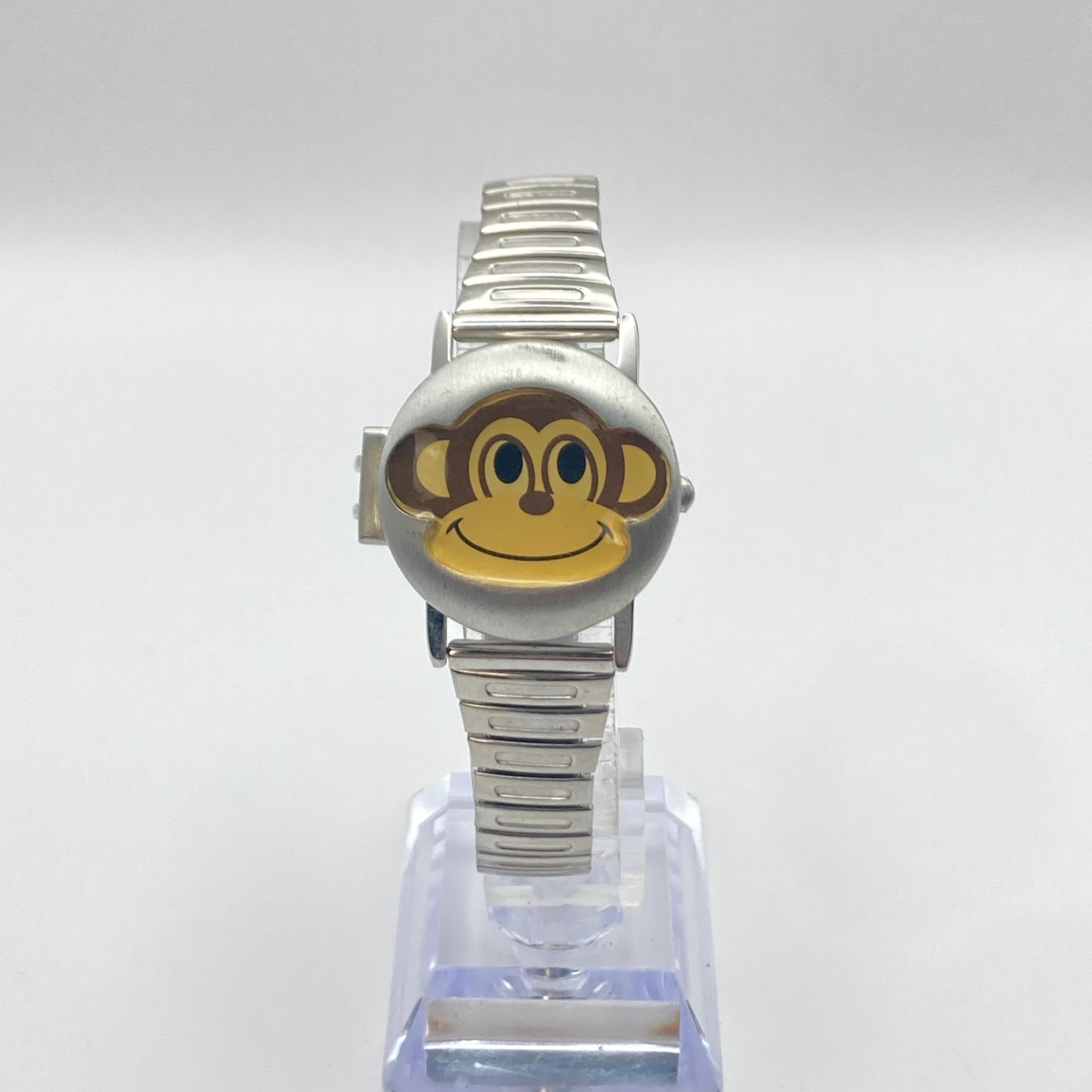 Accutime Hidden Dial Women’s Watch Monkey Silver Tone Stretch Band New Battery