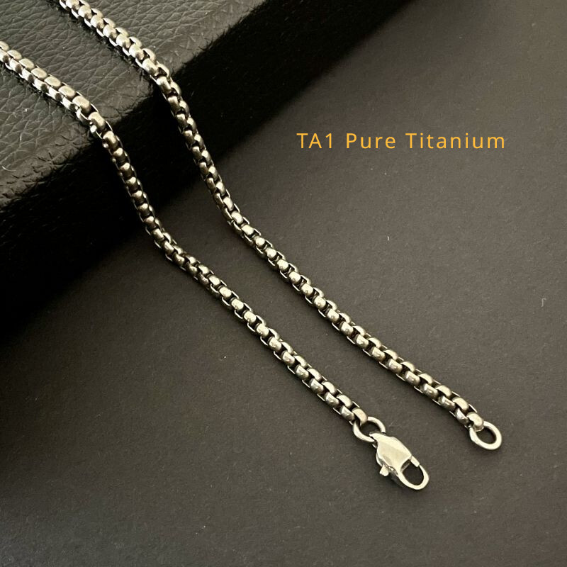 New 3mm Pure Titanium Square Rolo Box Chain Necklace Men Women Anti-allergy 26″