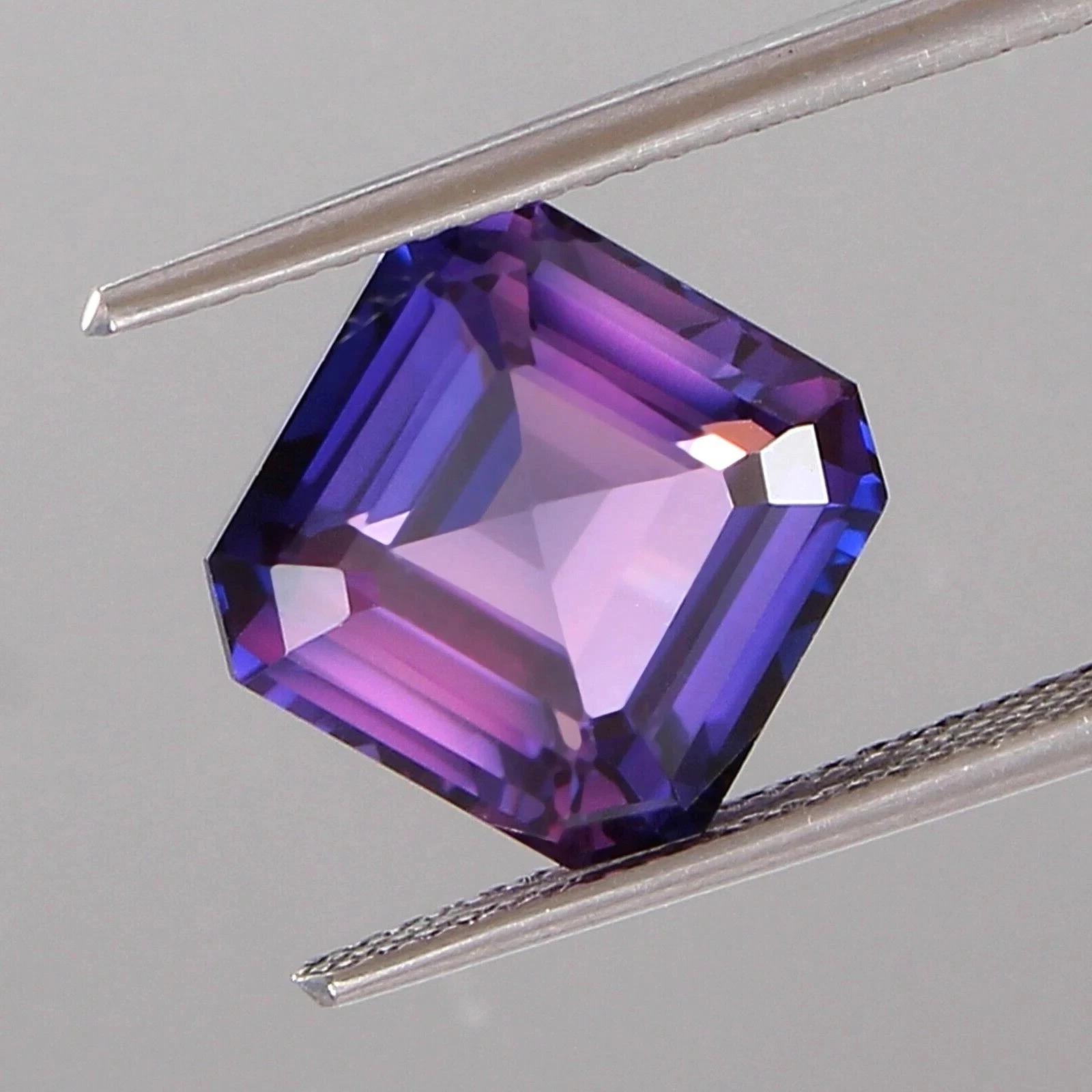 AAA 8.79 Ct Lab-Created Ceylon Purple Pink Sapphire Asscher Cut Certified Loose
