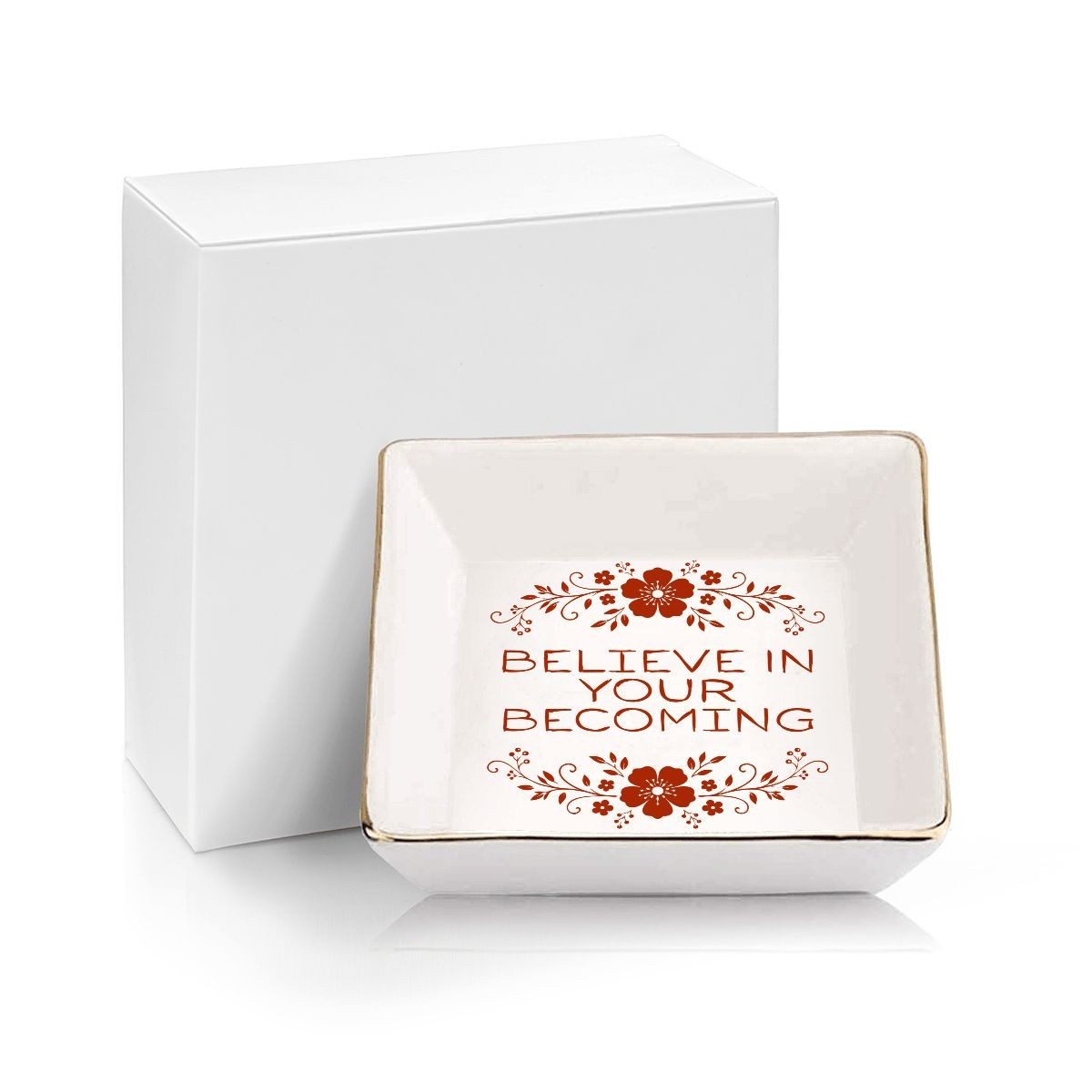 Believe In Your Becoming Hippie Flower Jewelry Dish Boho Trinket Ring Holder