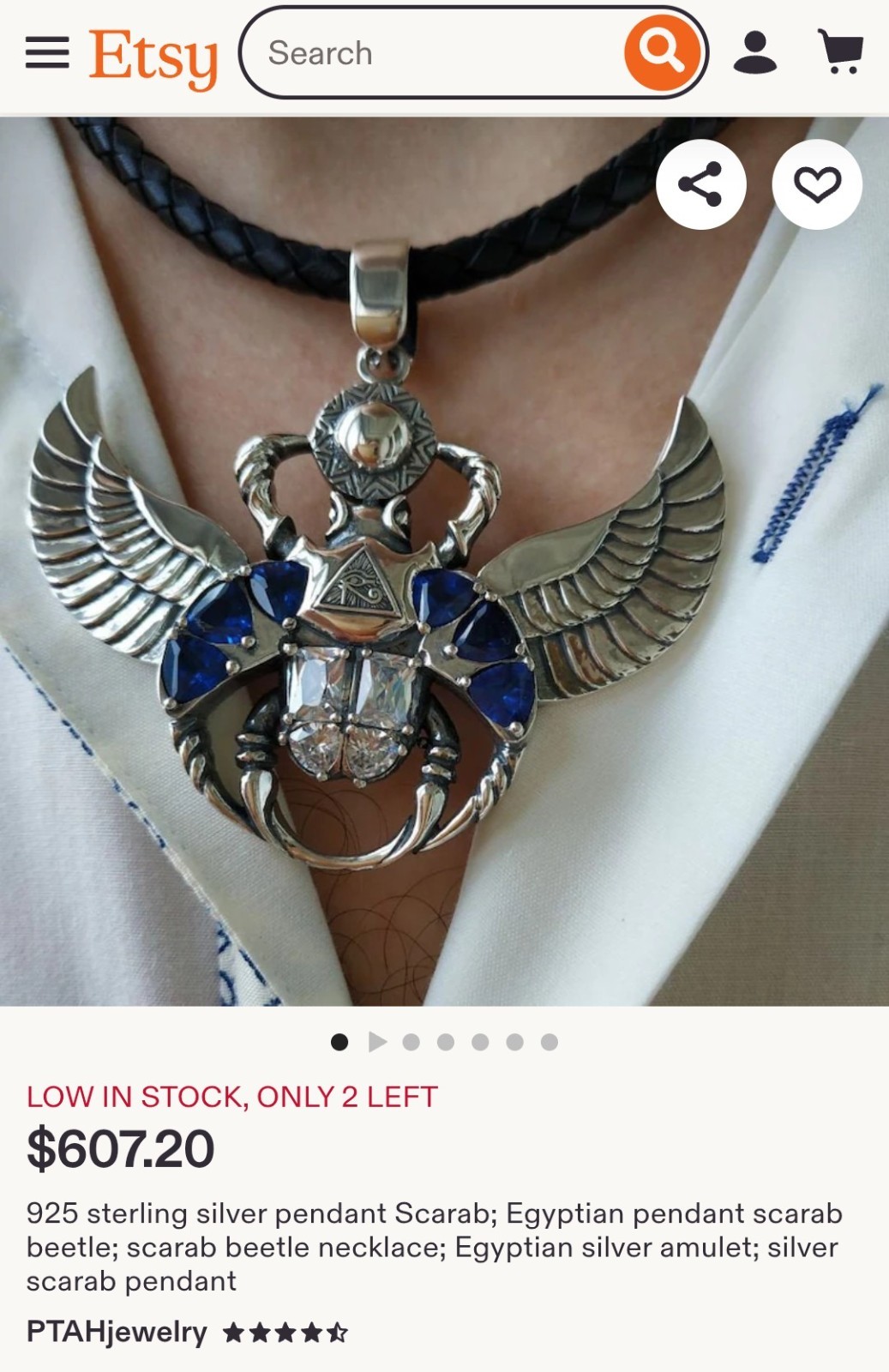 .925 Silver Egyptian Scarab pendent See Description Before Buying