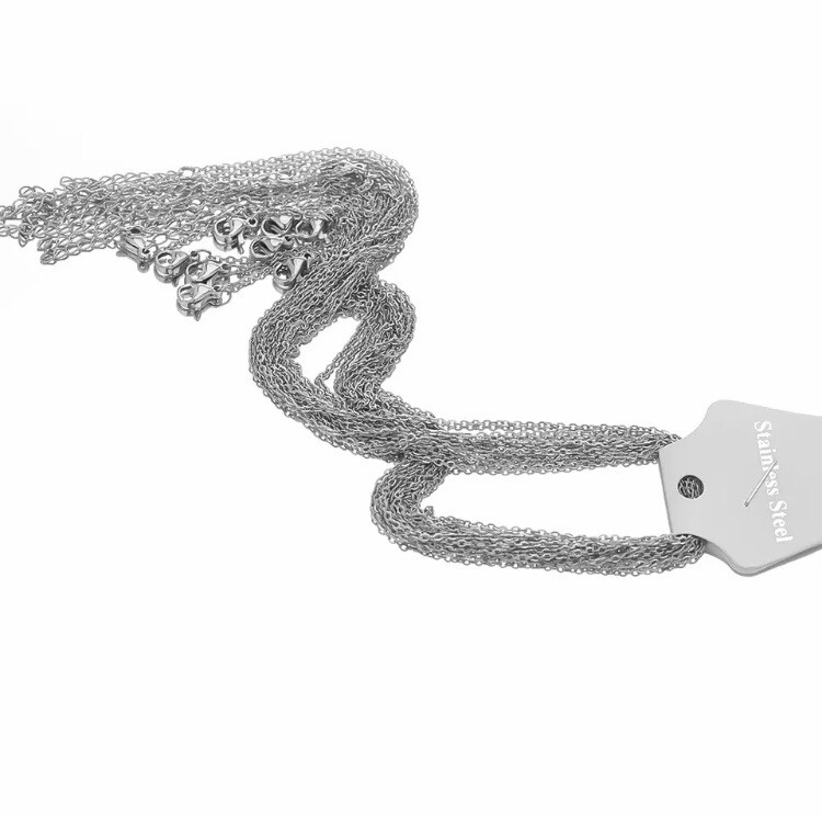 10pcs 45cm+5cm Stainless Steel Silver Color Chain Necklace Fashion Accessories
