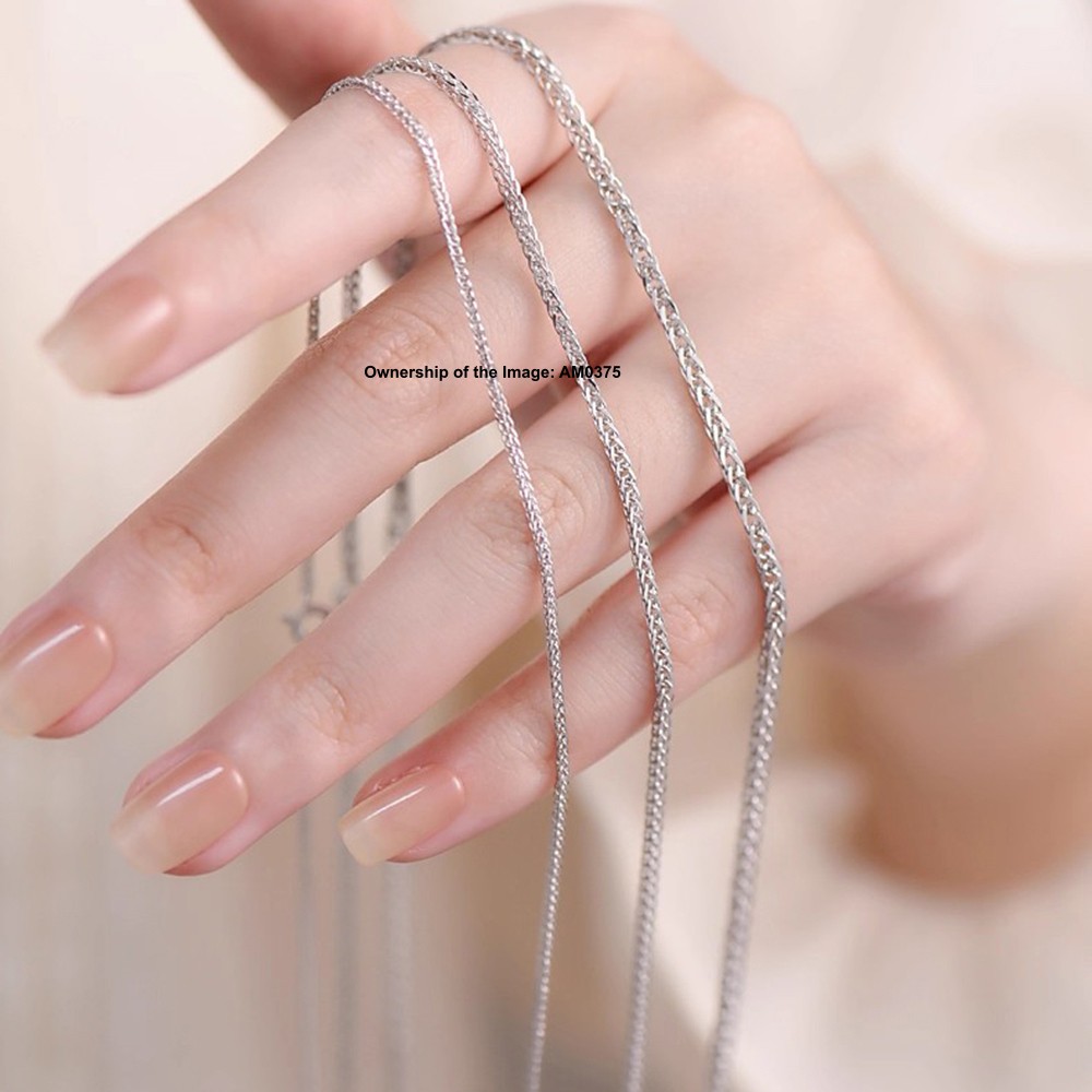 Pure 999 Fine Silver Women Men Necklace 1.2mm 2mm 3mm Wheat Link Chain All Size