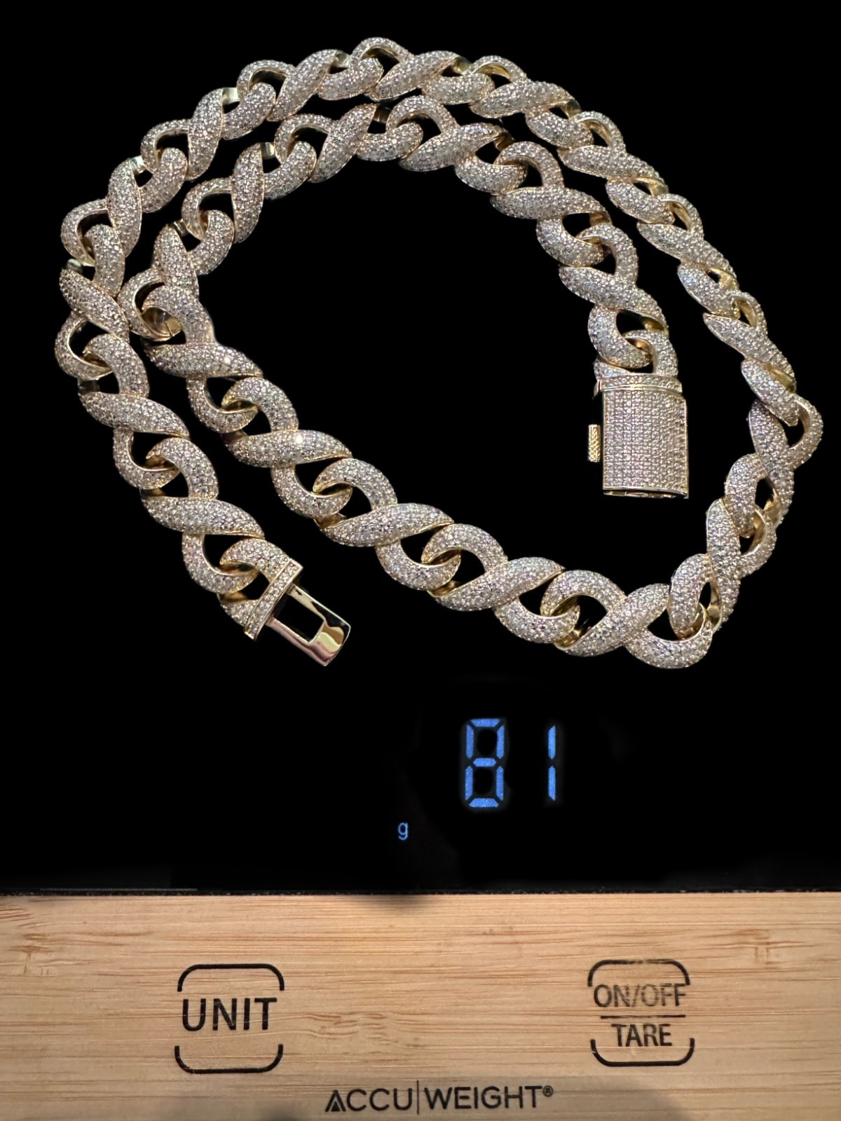 14k Stamped 14mm INFINITY 62.8ctw Lab Sim VVS1 Diamonds Chain Necklace 160g+