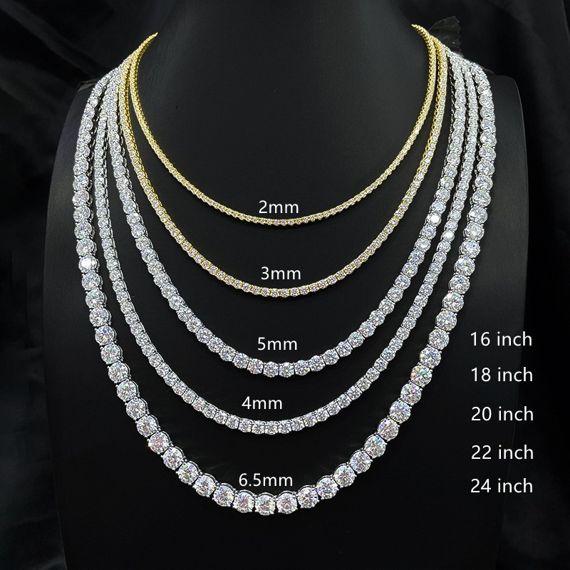 5mm VVS1 MOISSANITE Tennis Chain Necklace S925 Sterling Silver – Men Women