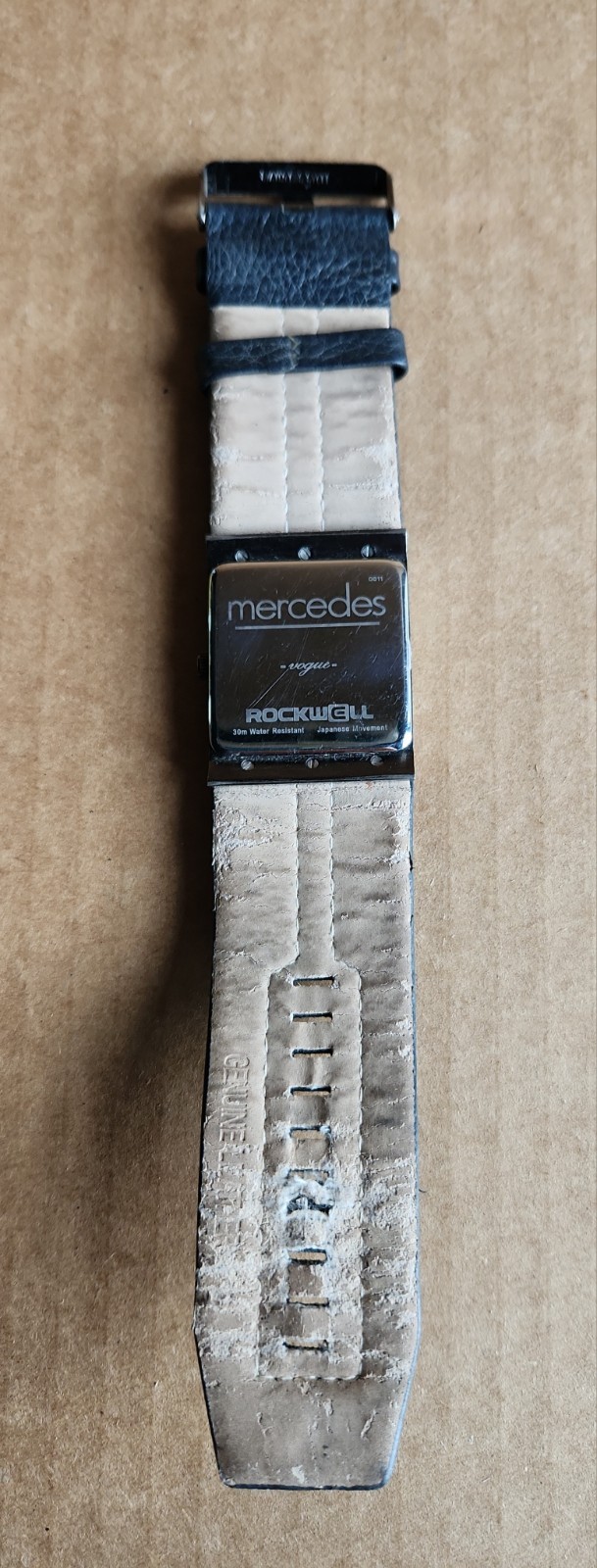 ROCKWELL VOGUE MERCEDES GREEN WRISTWATCH WITH BLACK BAND & NEW BATTERY WORKS