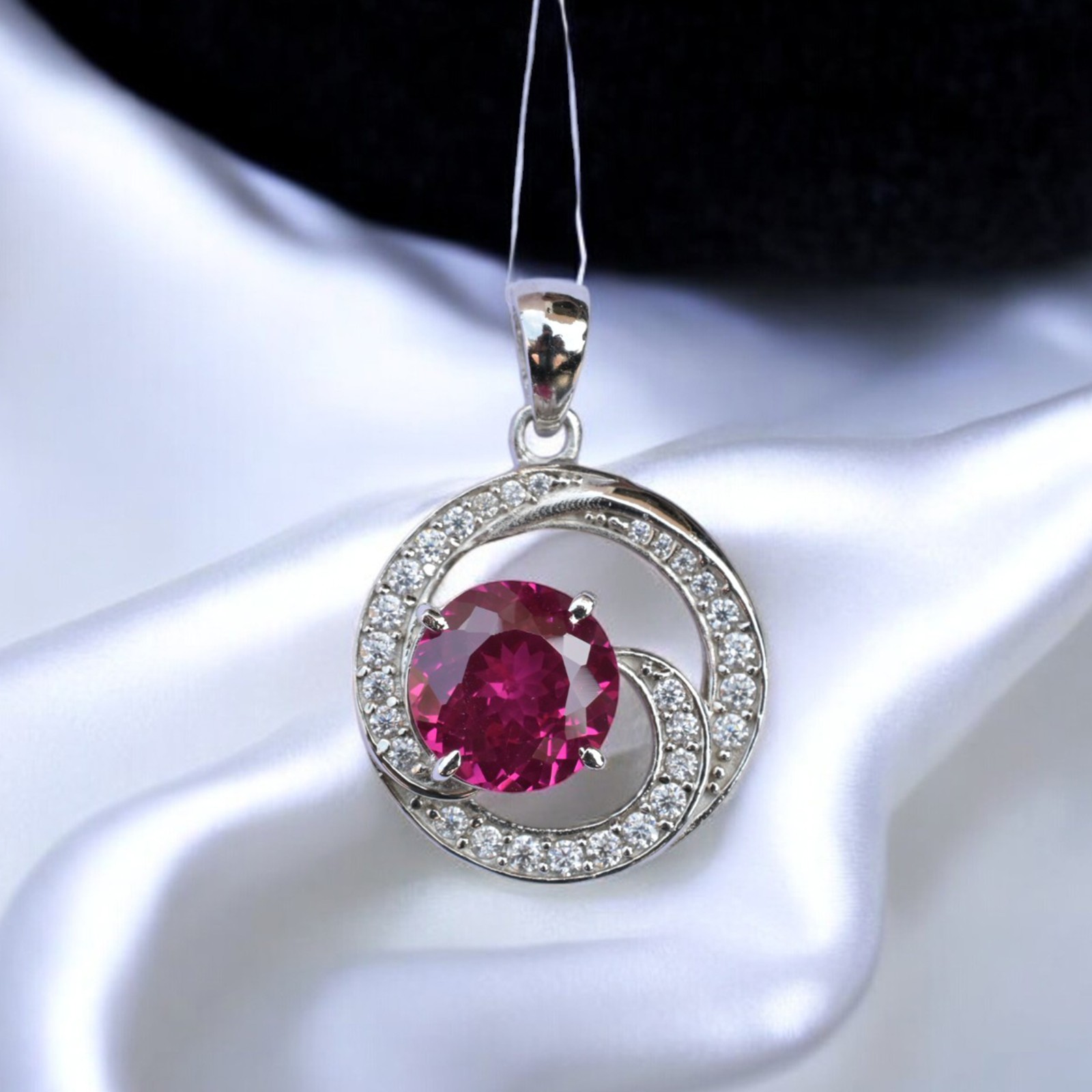 Certified Pink Sapphire 28+ Ct Pendant Necklace In 925 Sterling Silver MG008