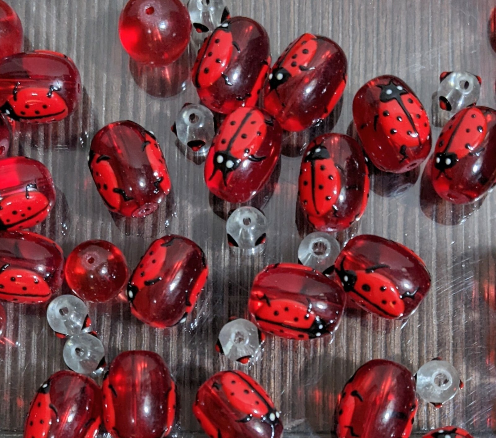 Ladybug Beads Glass Beads For Bracelet Making Garden Lucky 13mm RED Oval 20 pcs