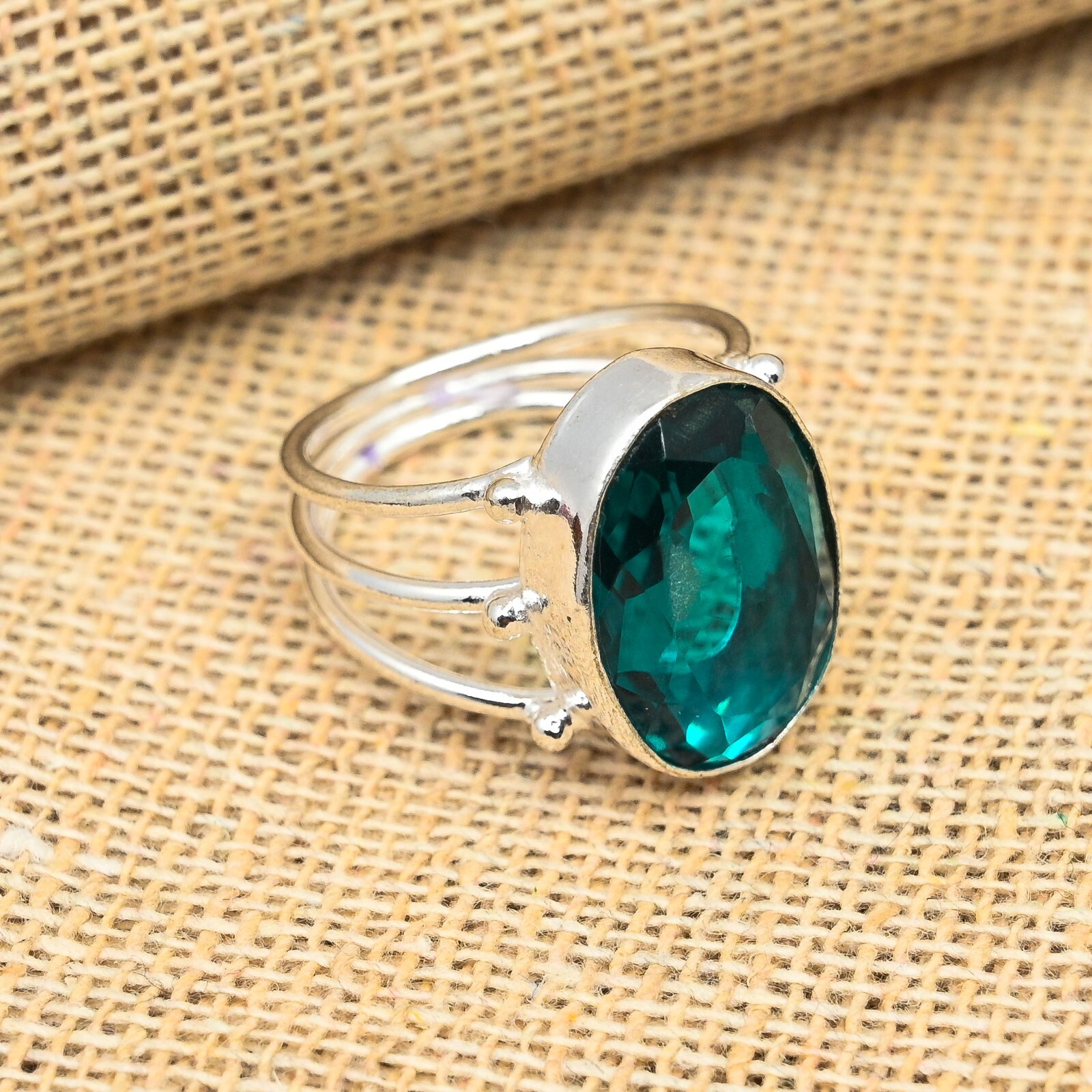 Indicolite Tourmaline Gemstone Handmade Solid 925 Sterling Silver Jewelry Ring