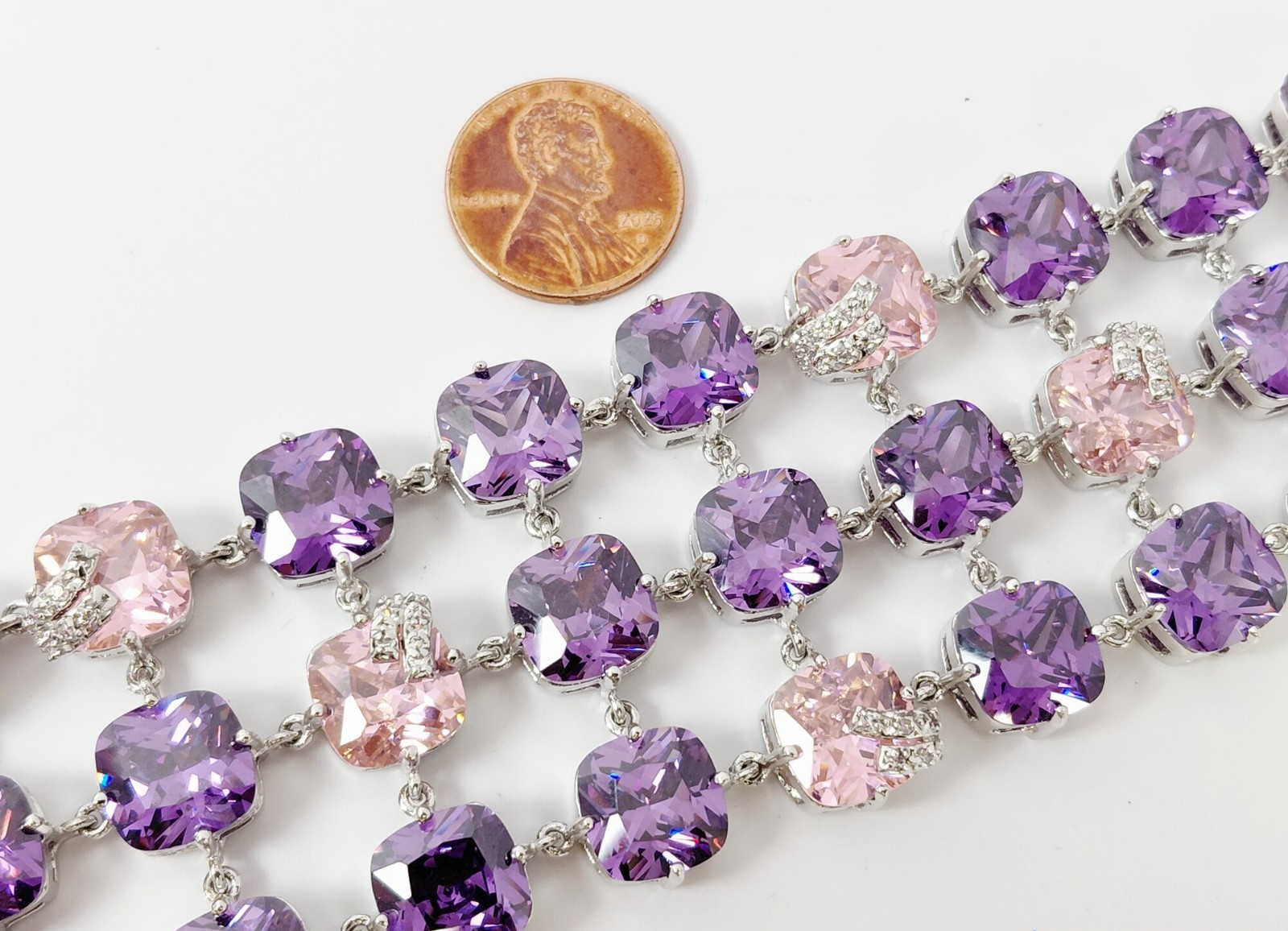 Park Lane Purple & Pink CZ Silver Tone Statement Bracelet