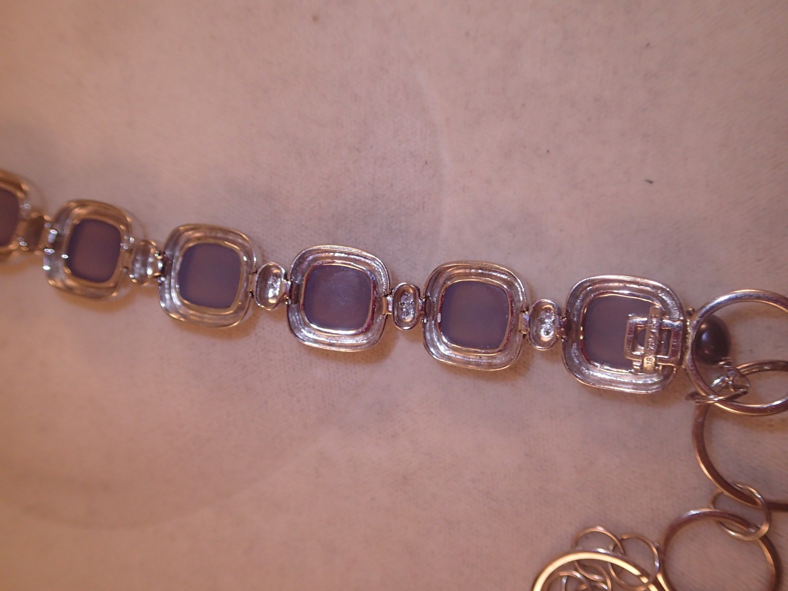 18k white gold ~60TCW diamond chalcedony w/pearls choker 15″ adjustable 52.8g