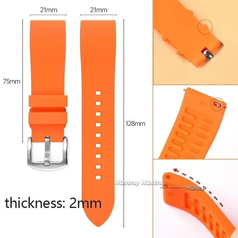 18mm 20mm 22mm Soft Silicone Watch Band Divers Replacement Strap Quick Release