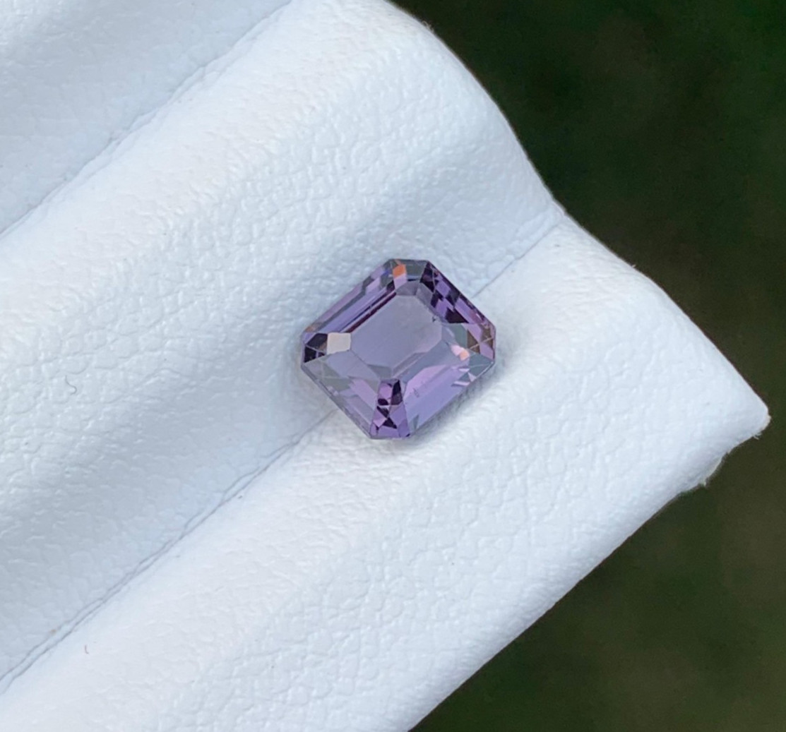 Asscher Cut Lavender Spinel 1.06ct – Natural Burma Loose Gemstone 6mm Purple Gem