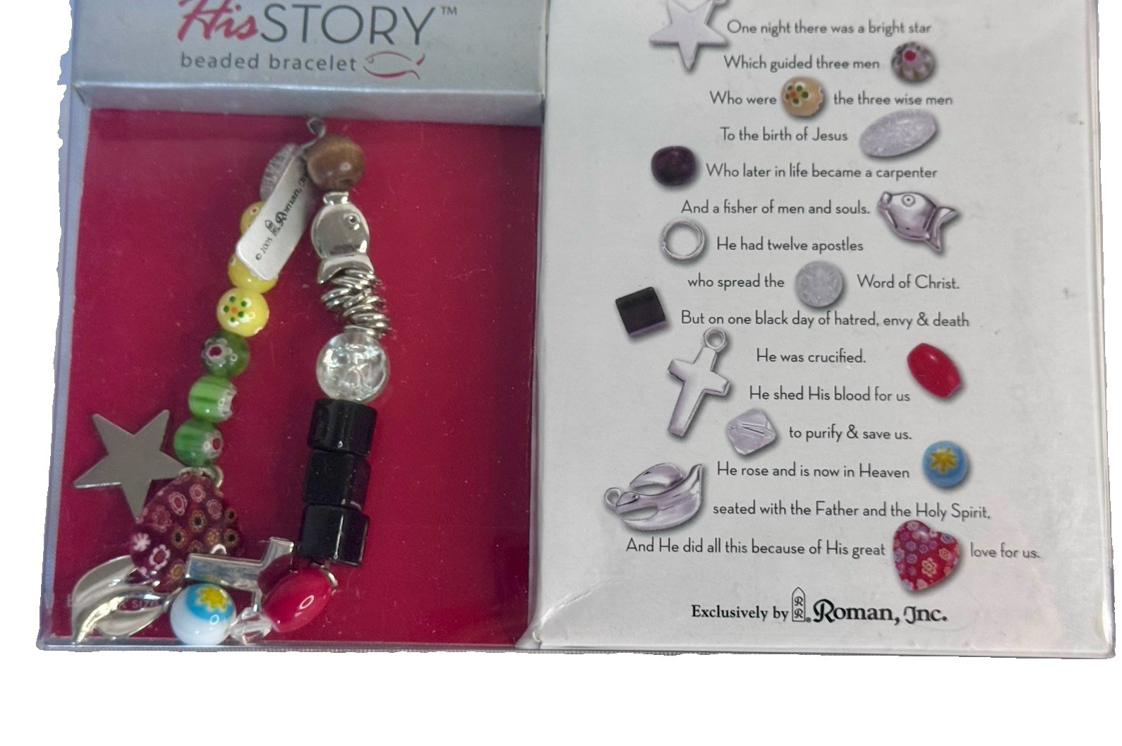 His Story Beaded Bracelet Christ Religious New In Package Roman Inc Jesus God