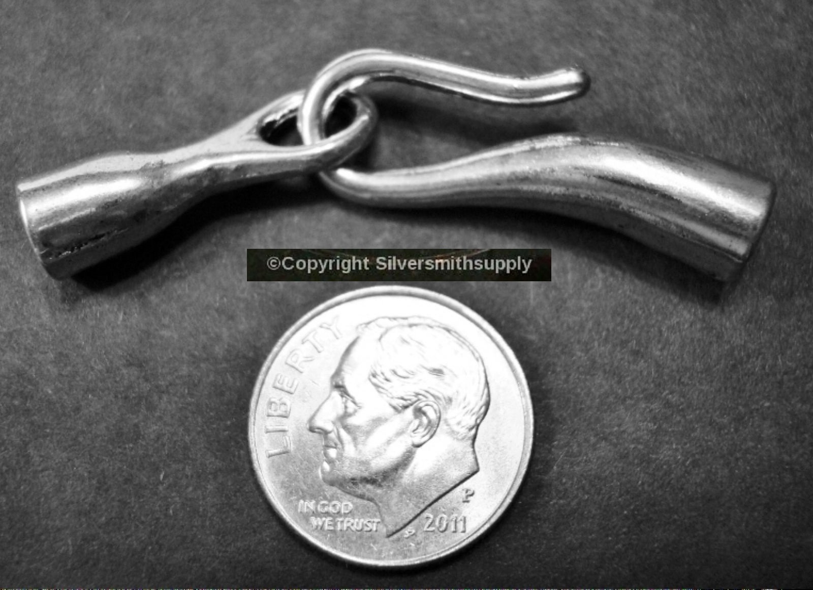 3 Jewelry clasps heavy 50mm hook & eye clasp SILVER plt use 4mm leather FPC244B