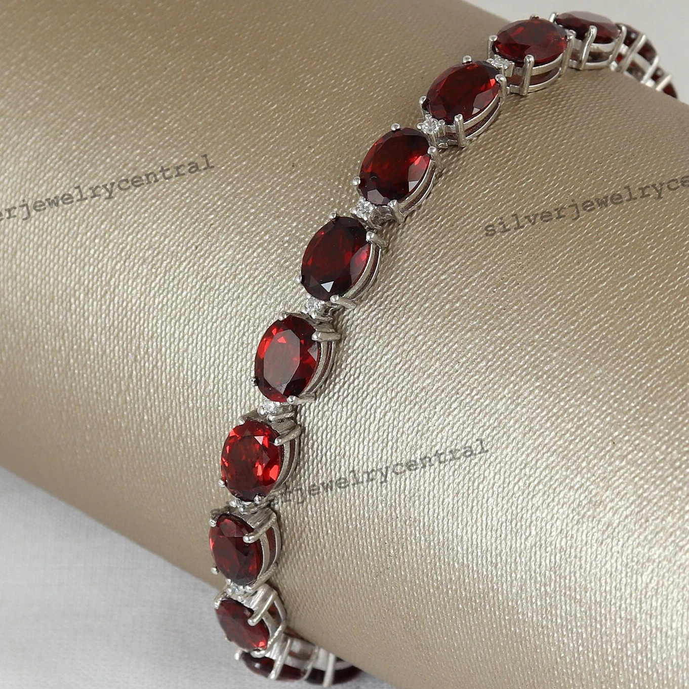 Natural Garnet Tennis Bracelet: Oval 925 Sterling Silver January Birthstone