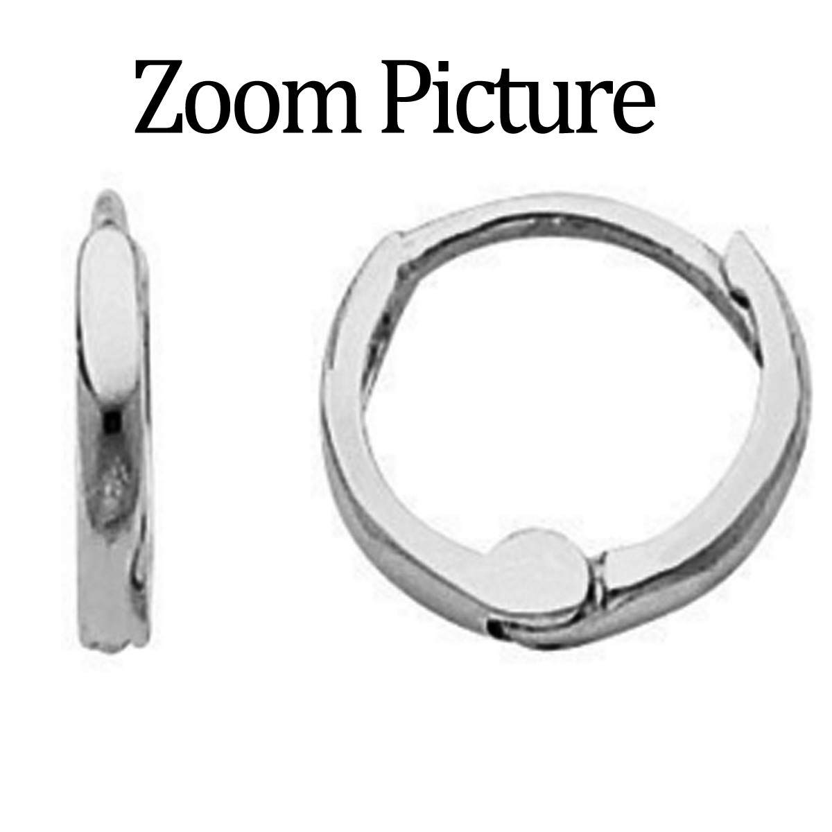 14K Solid Italian White Gold Small 1.5mm Plain Unisex Huggies Hoop Earrings 1/4″
