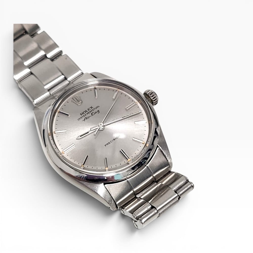 Full Set 1971 Rolex Mens Air King Precision 34 mm Steel Automatic Watch 5500