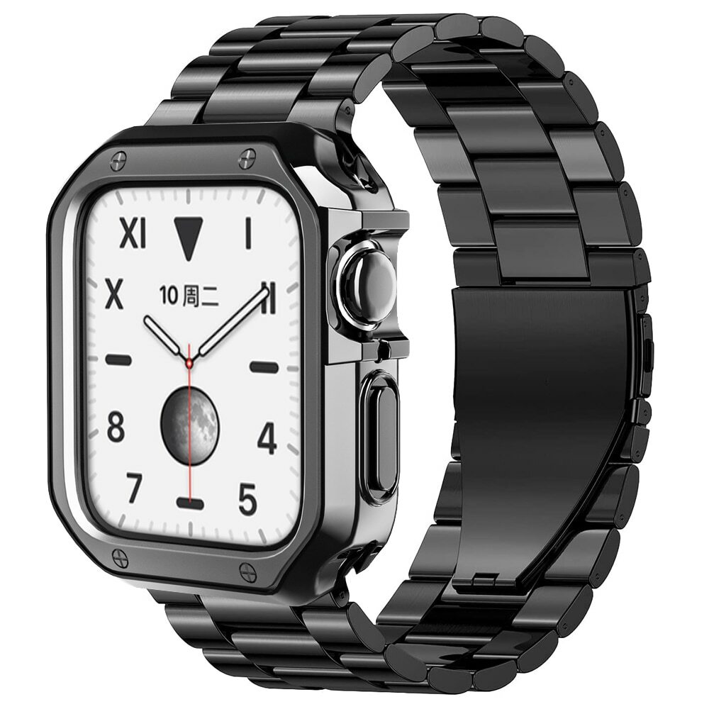 For Apple Watch Series 9 8 7 6 5 4 SE Metal Band TPU Protective Case (Free Tool)