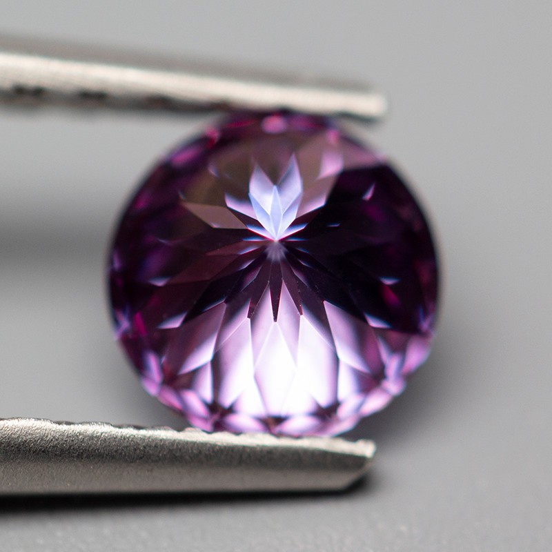 Purple-blue Round 100 Face Cut Moissanite Loose Stone 6.5mm 1.0ct Russian Cut