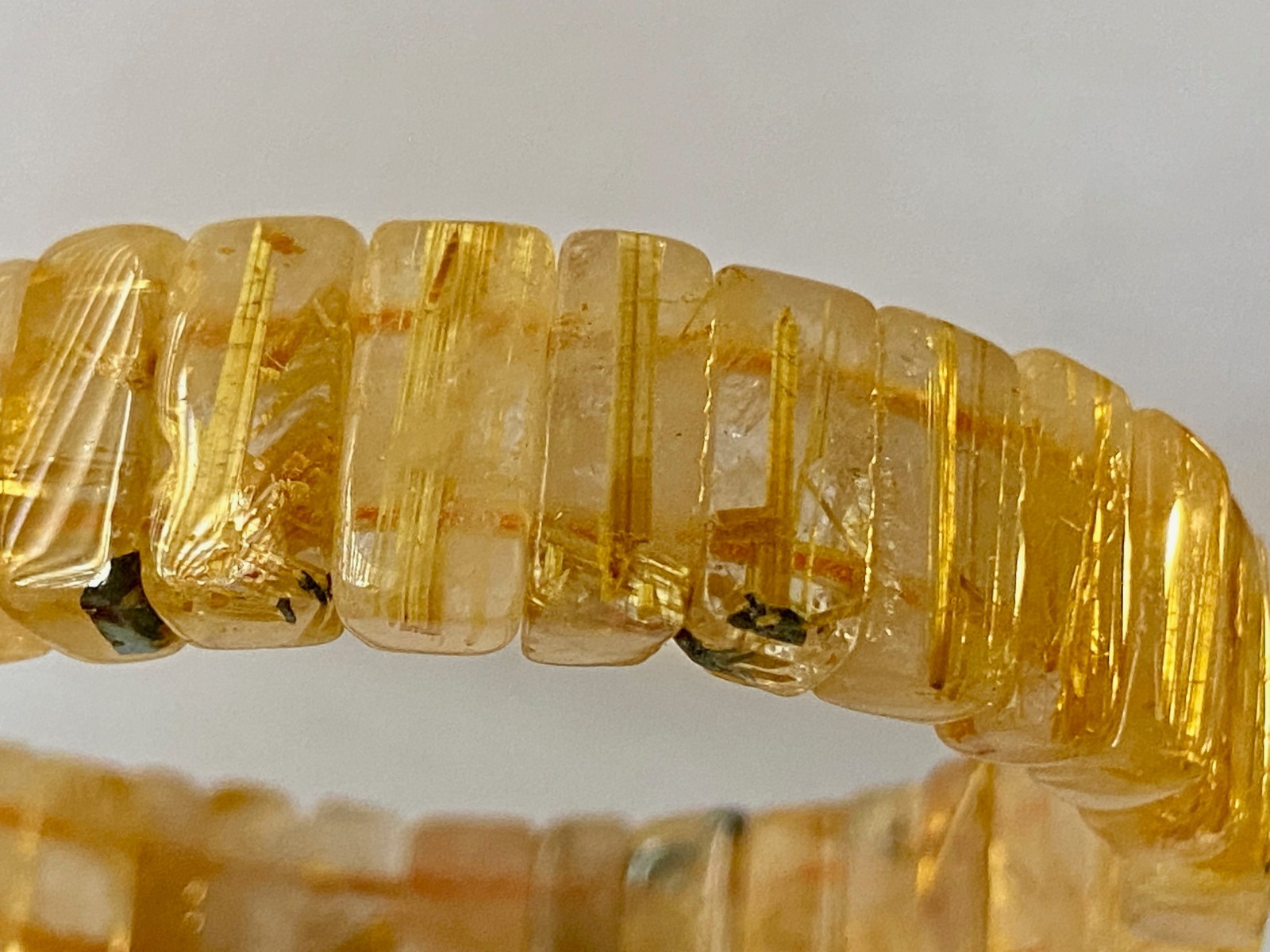 8.2″ Golden Rutilated Quartz Titanium Dioxide Inclusions Bracelet – I1414