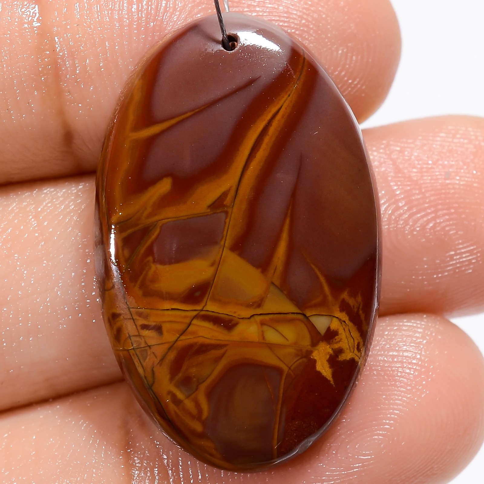 Natural Noreena Jasper Oval Cabochon Drilled Gemstone 29.5 Ct 30X18X5 mm A-30258