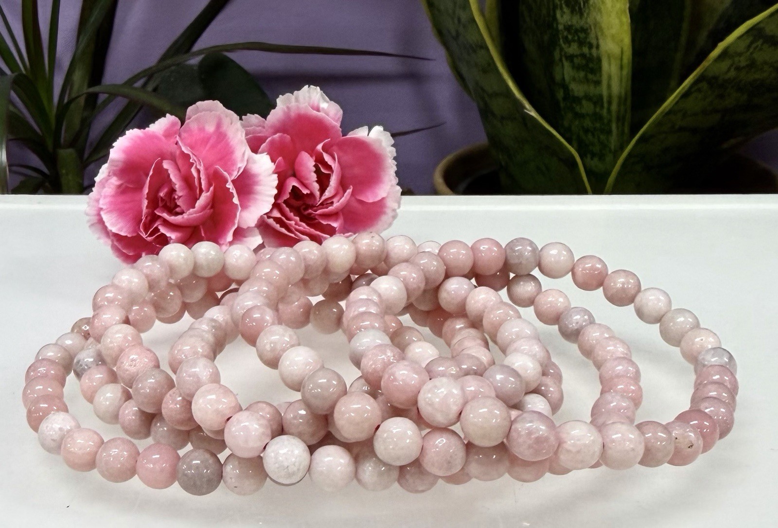 Wholesale Lot 6 Pcs Natural Pink Opal 6mm 7.5” Crystal Healing Stretch Bracelet