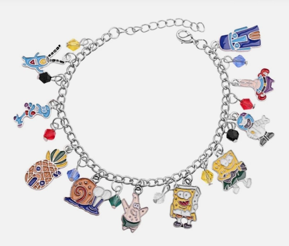 Spongebob Themed Multicharm Characters Metal Charm Bracelet
