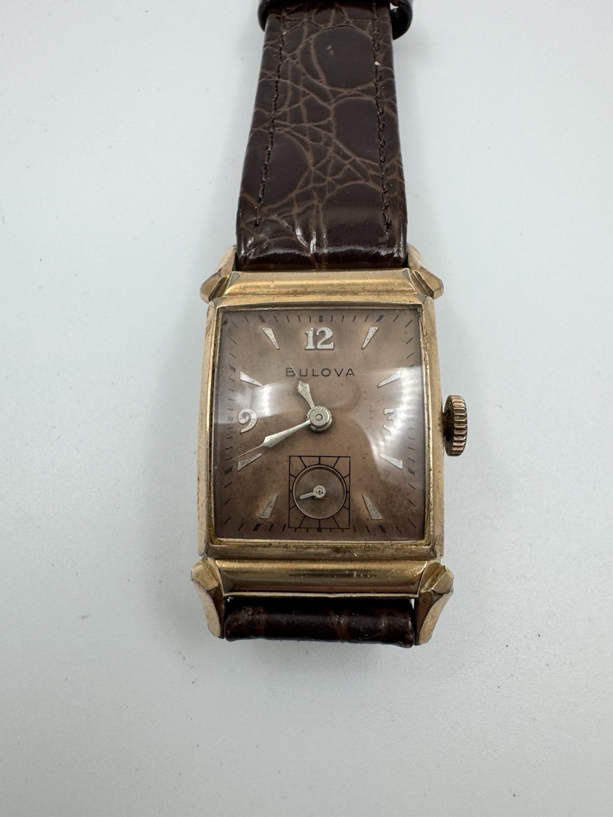 BULOVA Squadron 8AE HOODED LUG 14KT RoseGOLD FILLED 1940’S WATCH 17 JEWELS