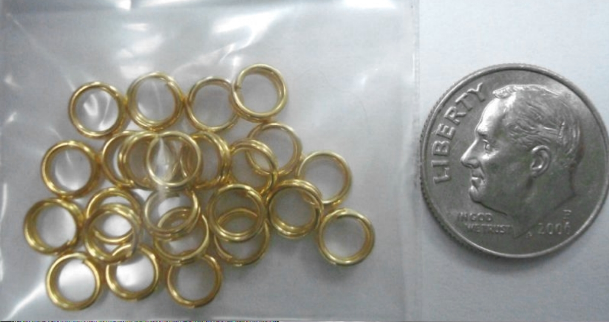 5mm Gold plated split rings jump rings 24pcs beading bails charm attach FPC006