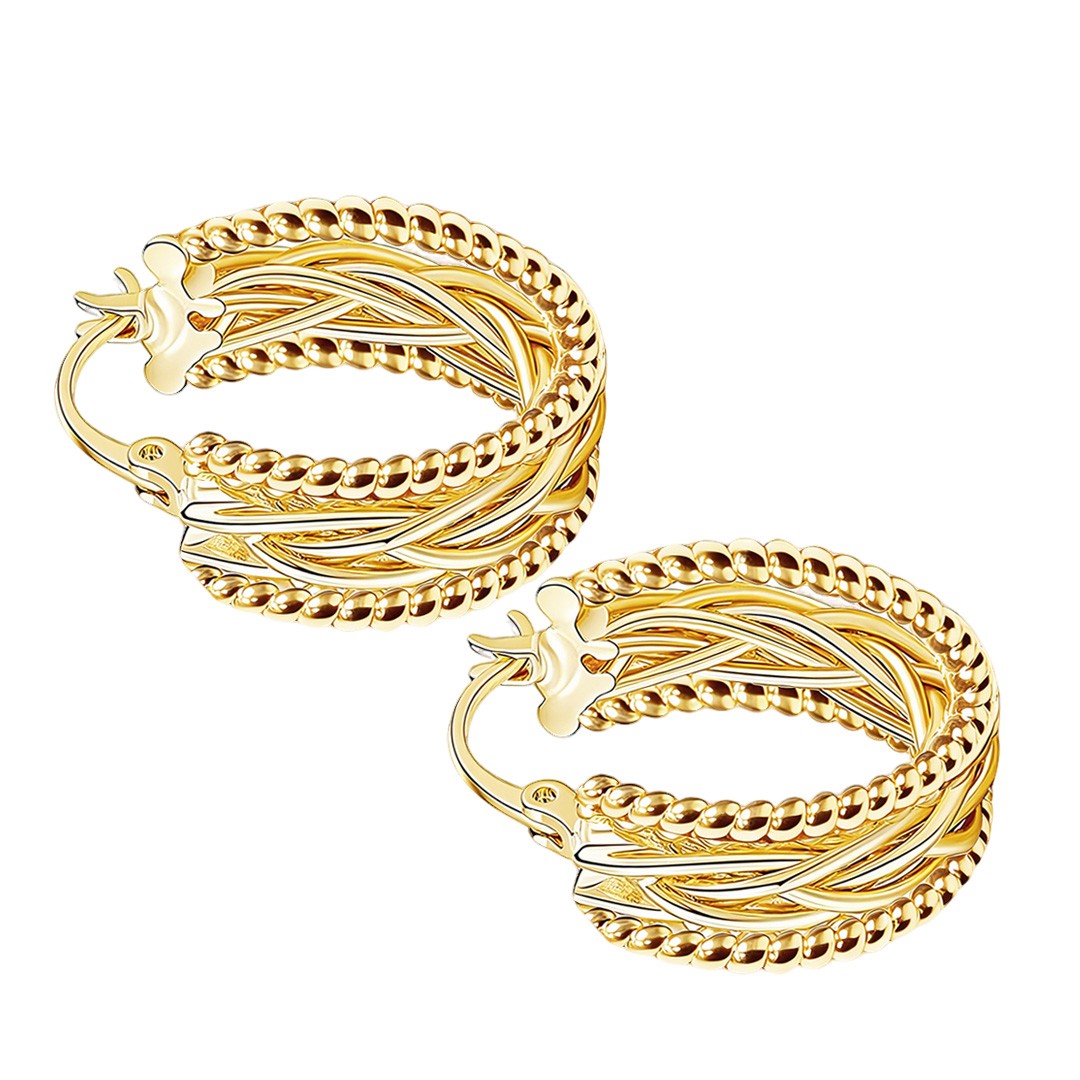 14K Gold Twisted Chunky Hoop Earrings 23mmx9mm Thick Unique Jewelry Women Gift