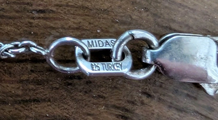 Sterling Silver Religious Fish Cross Larimar Stone Necklace Midas Turkey Chain