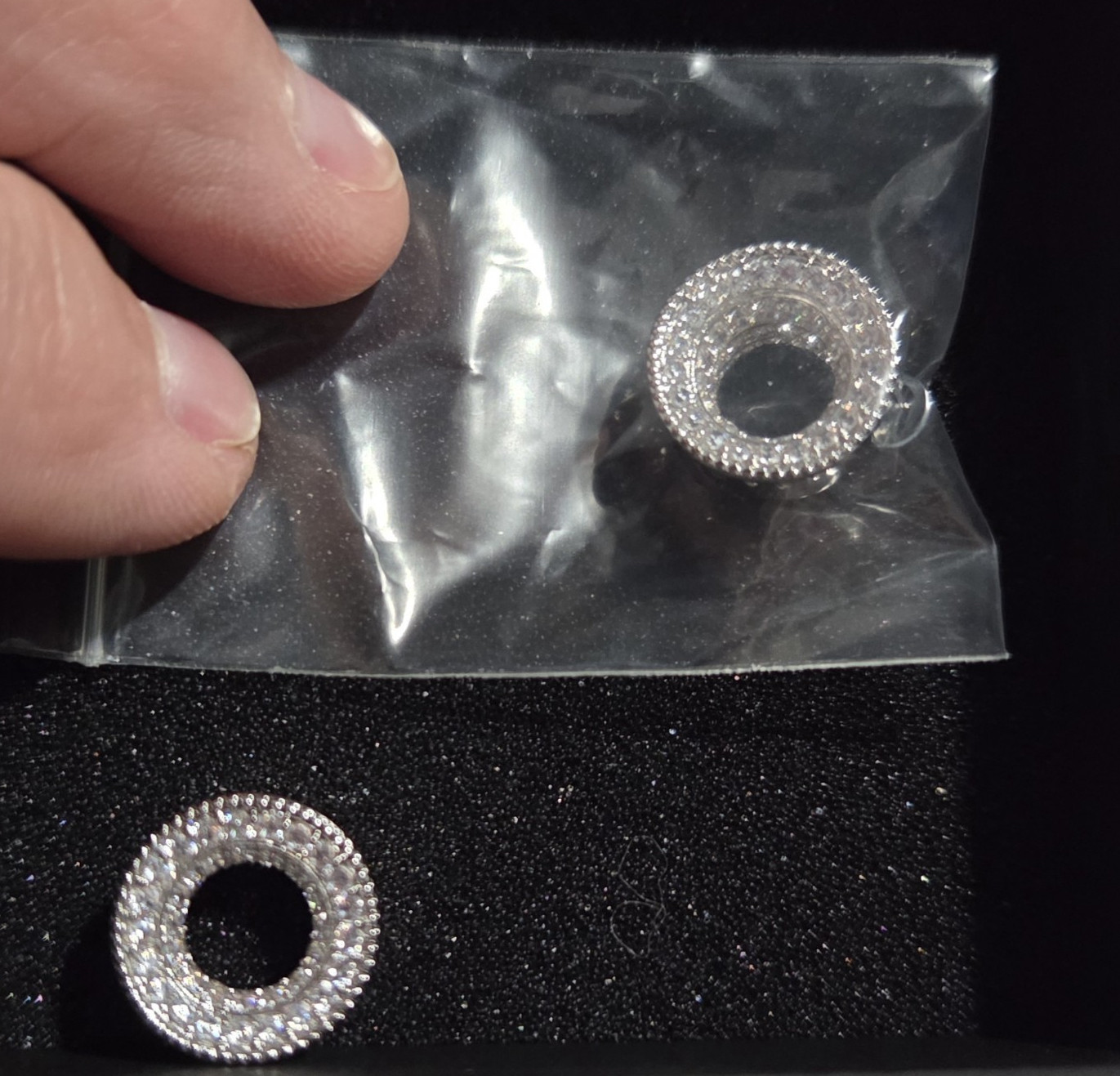 Punk Youth Silver Round Pavé Crystal Rhinestone Stud Earrings for Lobe 00 gauge