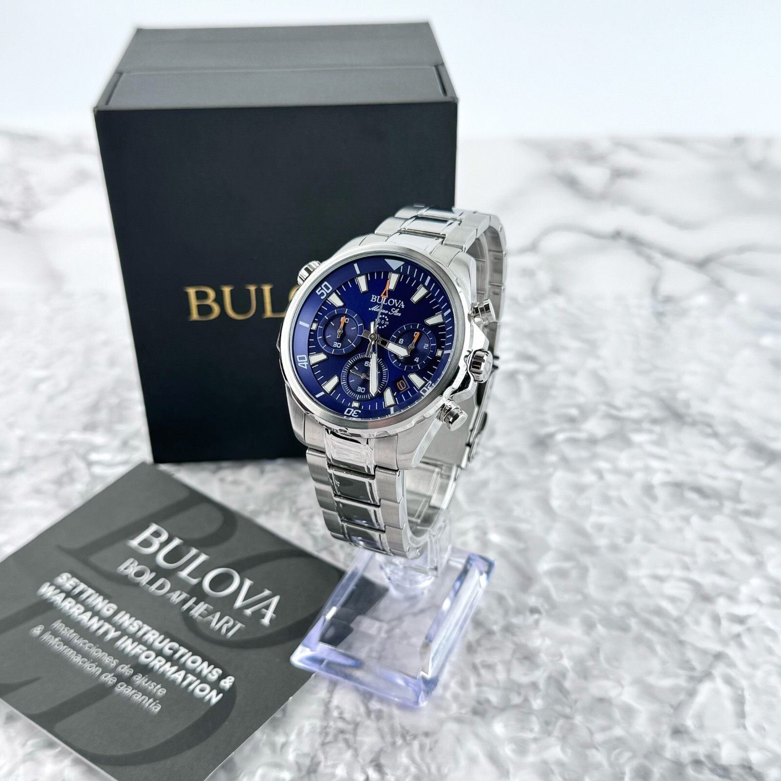 Bulova Classic Marine Star 96B256 Bule Dial Quartz Chronograph Men’s Watch 43MM
