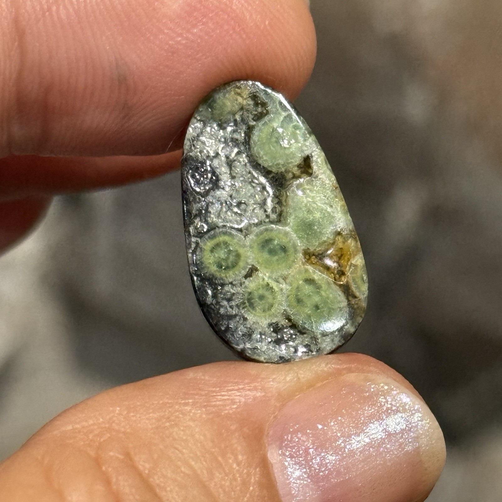 10.9ct 22x13x4.5mm Rare Lime Green Wavelite Loose Drusy Cabochon Gem